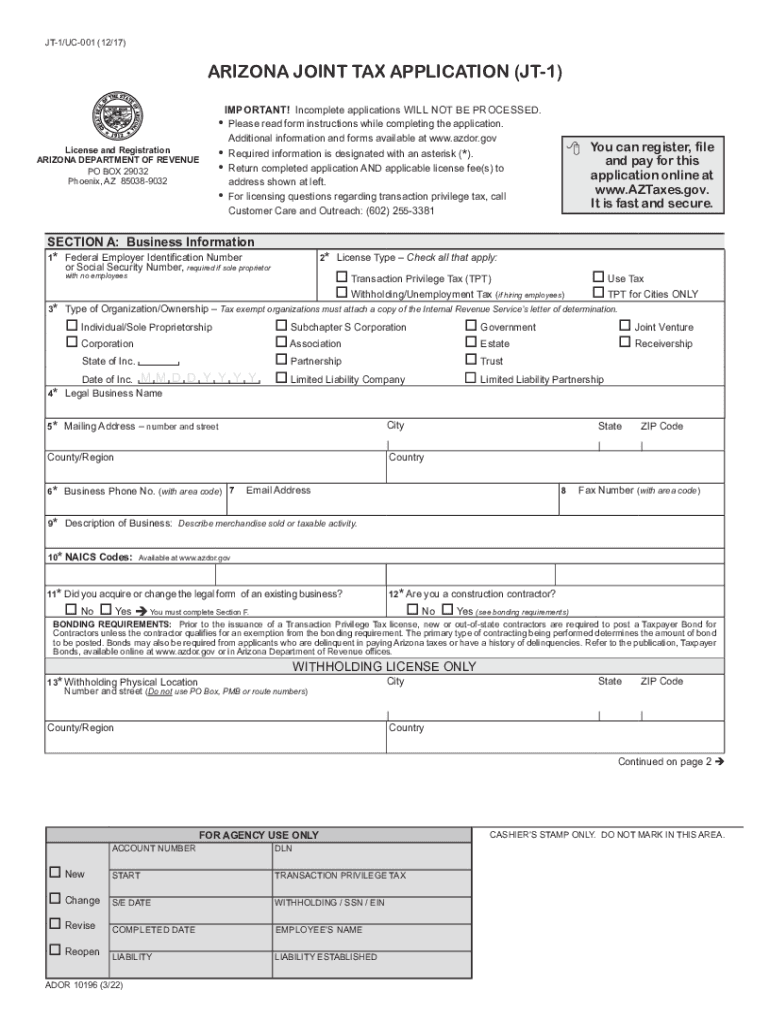  Az Joint Tax Application 2022-2024