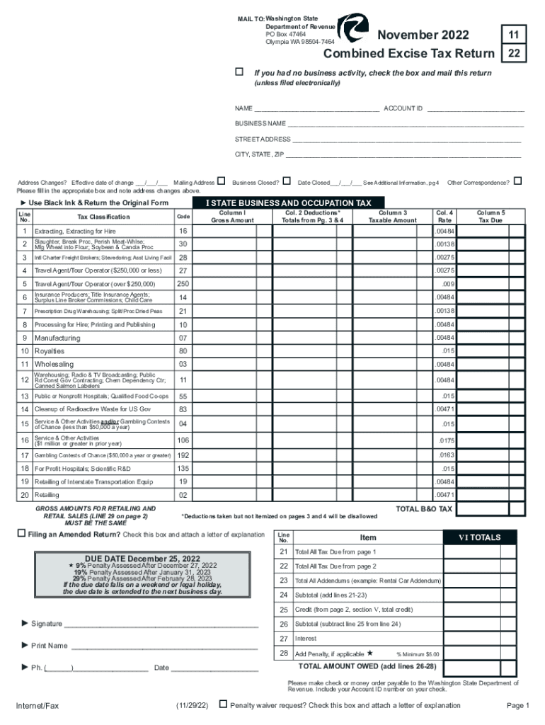  November Combined Excise Tax Return 22 2022