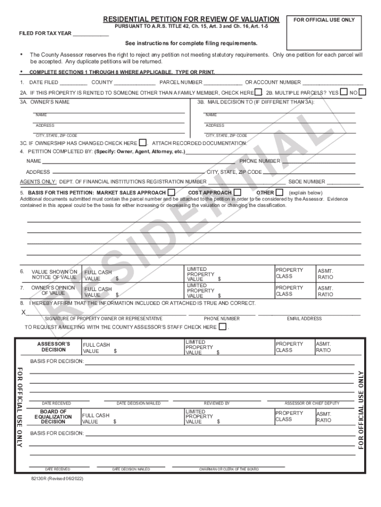  INSTRUCTIONS RESIDENTIAL PETITION for REVIEW of VALUATION Fill 2022-2024