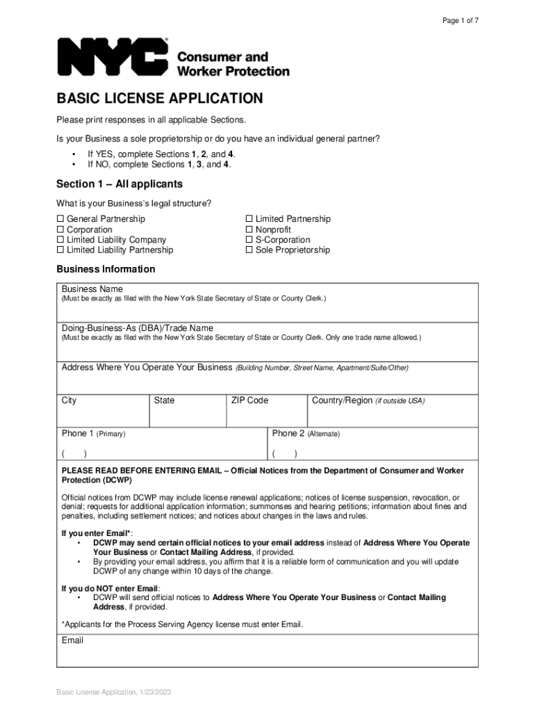 Basic License Application PDF  Form