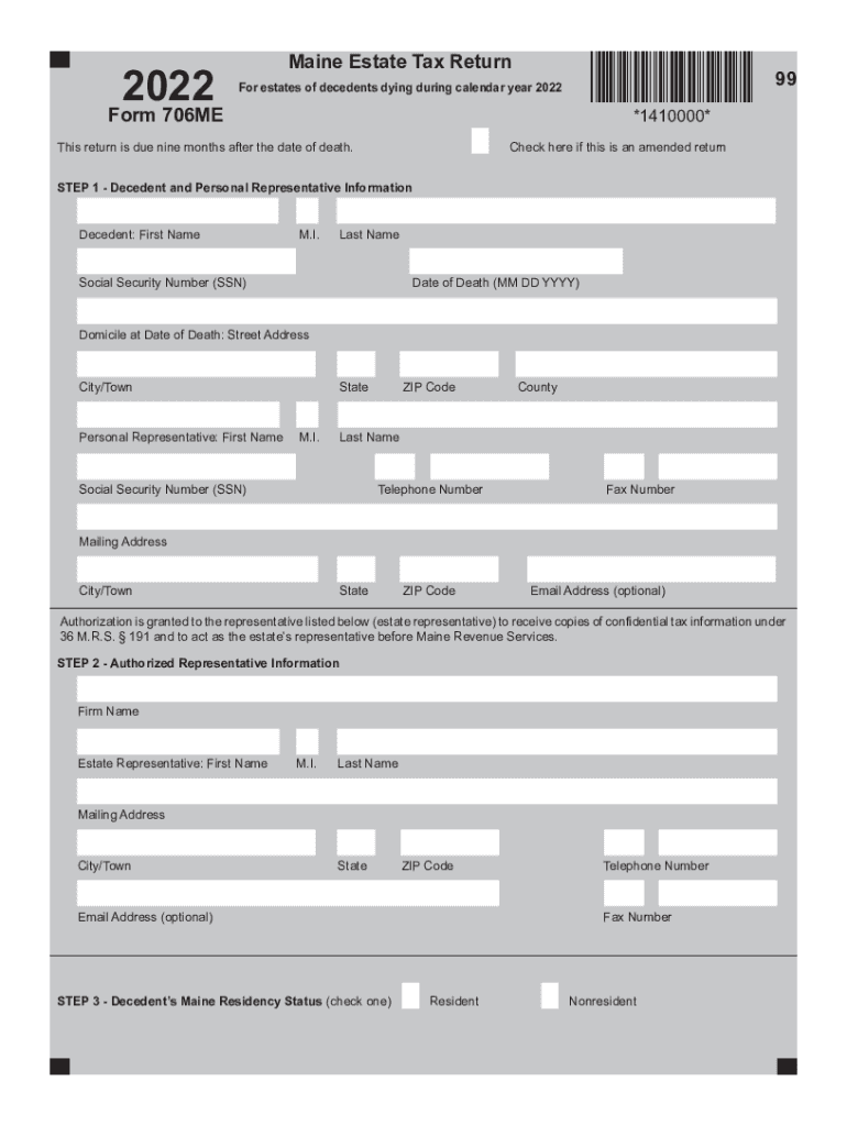  Estate Tax 706MEMaine Revenue ServicesEstate Income Tax Return When is it Due?Instructions for Form 706 09Internal Revenue Servi 2022-2024