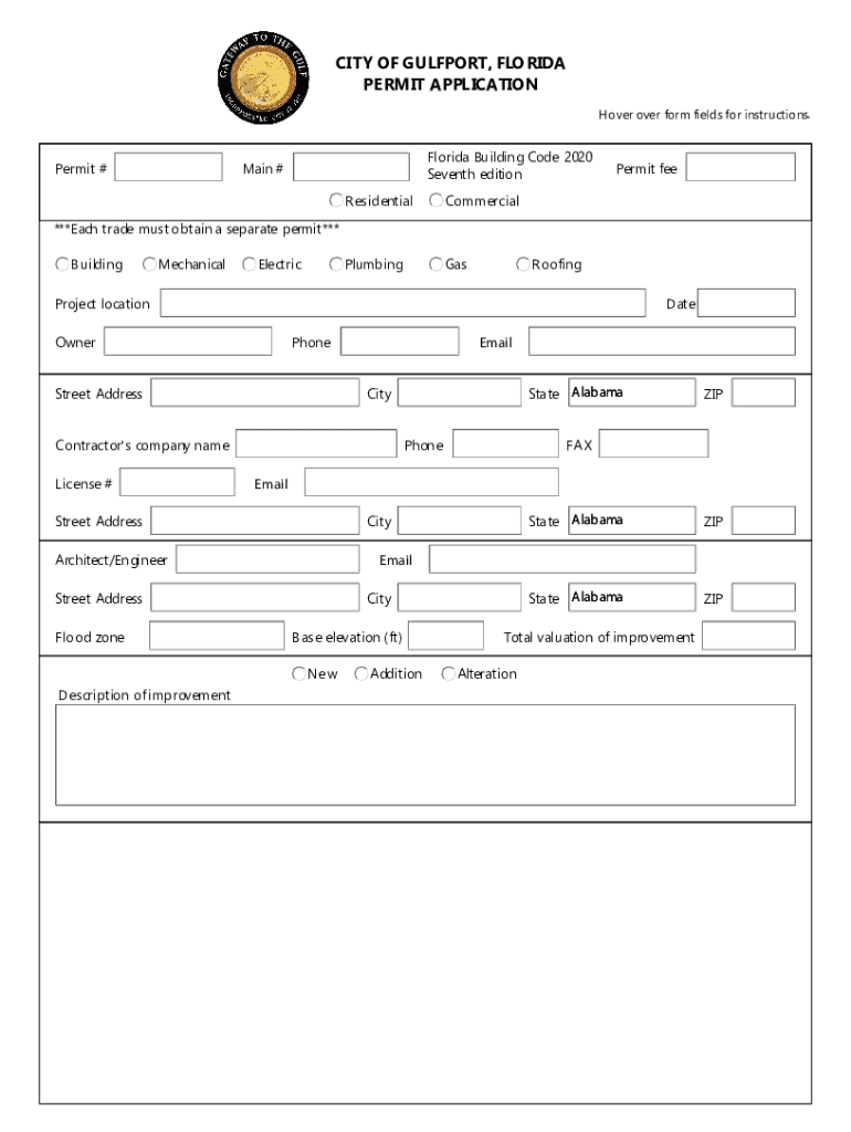  Permitting Forms &amp;amp; Documents MiamiBuilding PermitsGreenacres FloridaCity of Gulfport, Florida Building Permit Applicatio 2020-2024