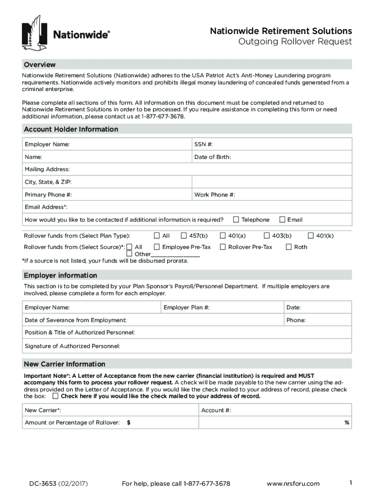  Outgoing Rollover Request Form 2017-2024