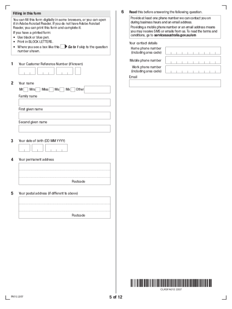  AU FA012 Form 2022-2024