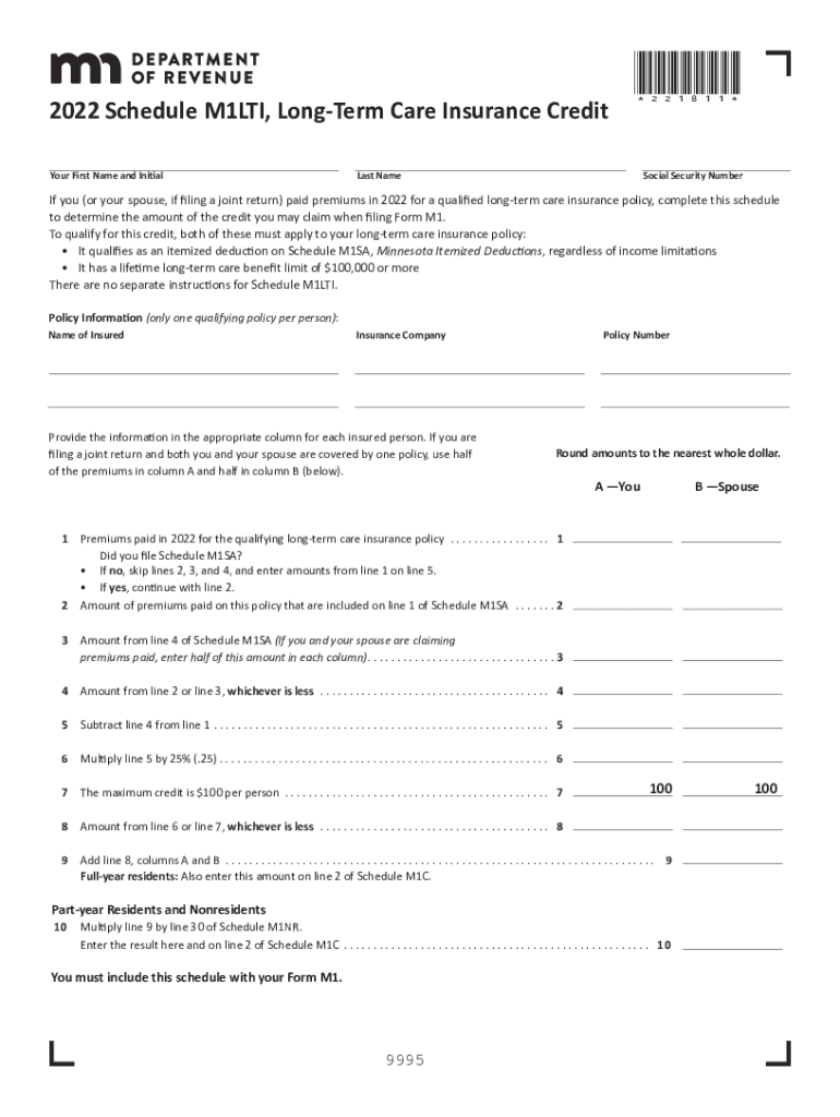  M1LTI, Long Term Care Insurance Credit Long Term Care Insurance Credit 2022-2024