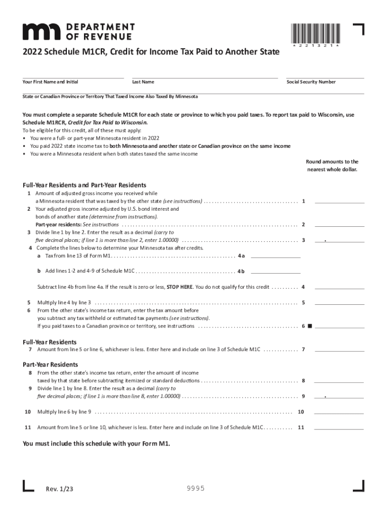 Mn Credit Tax 20222024 Form Fill Out and Sign Printable PDF