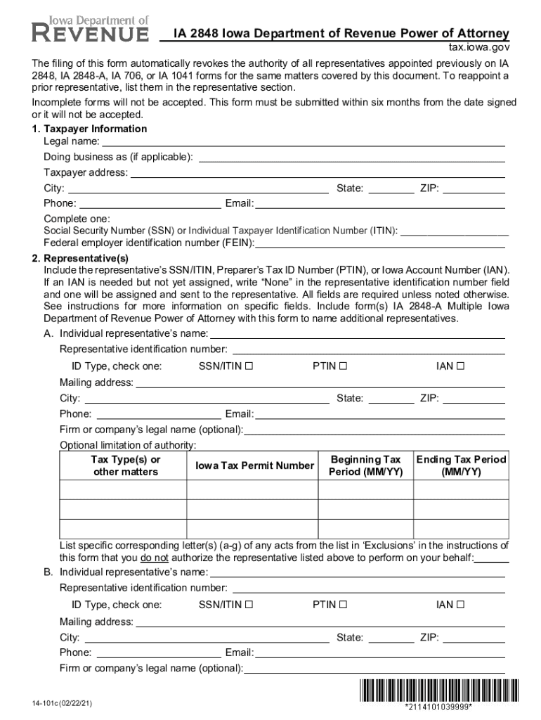  IA DoR 14 101a Form 2021