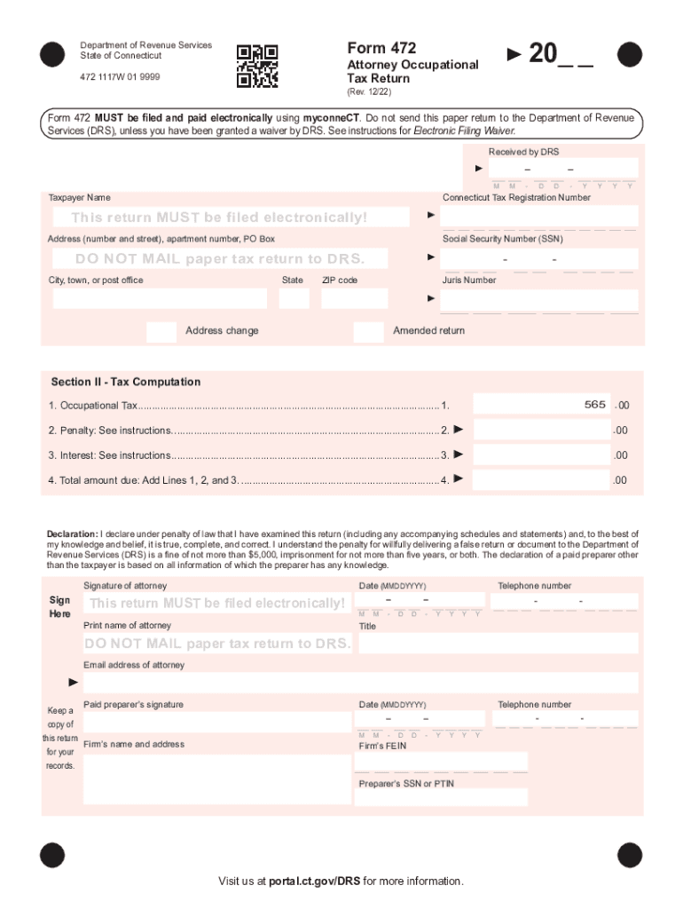  Portal Ct GovAttorney Occupational Tax FormCurrent 472 CT GOV Connecticut&#039;s Official State Website 2022-2024