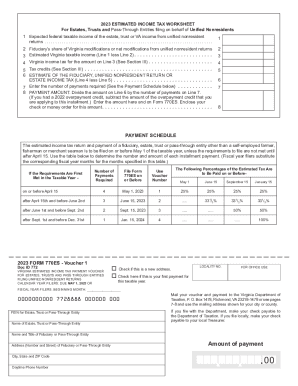 Form 770ES, Virginia Estimated Income Tax Payment Vouchers for Estates,  Trusts, and Unified Nonresidents 2023