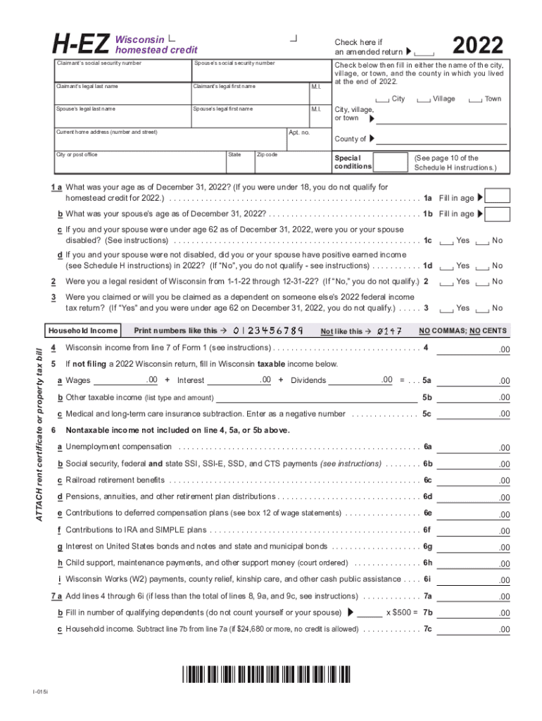  Wisconsin Homestead Credit Form 2022-2024