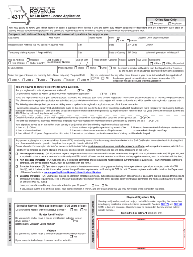  MODLFORM4317 PDF Reset Form Form 4317 Print Form Mail in Driver 2022
