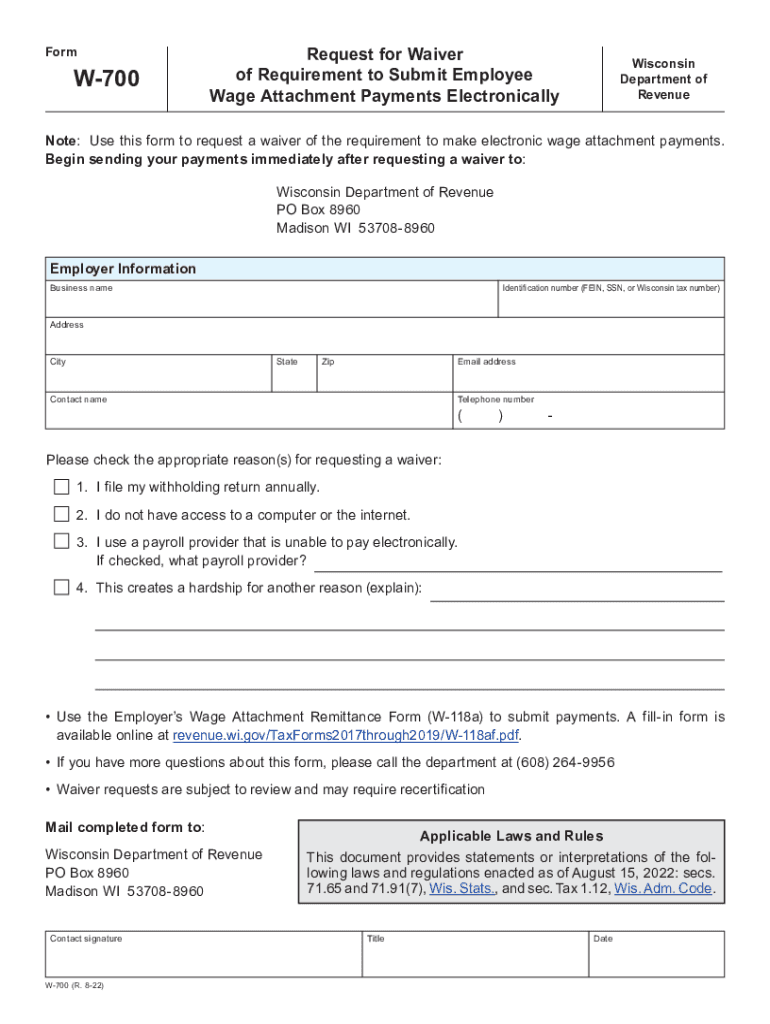  WI DoR W 700 Fill Out Tax Template Online US Legal Forms 2022-2024