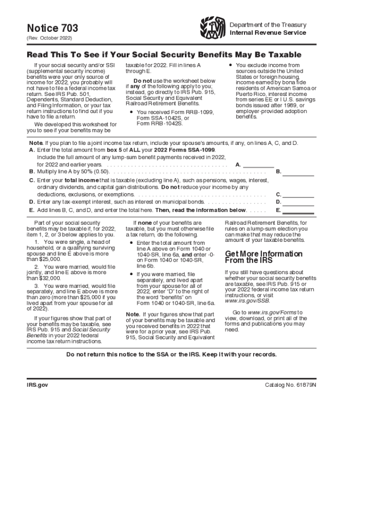  IRS Notice 703 Fill and Sign PrintableIRS Notice 703 the Social Security Income Tax FormIRS Notice 703 Fill and Sign PrintableIR 2022