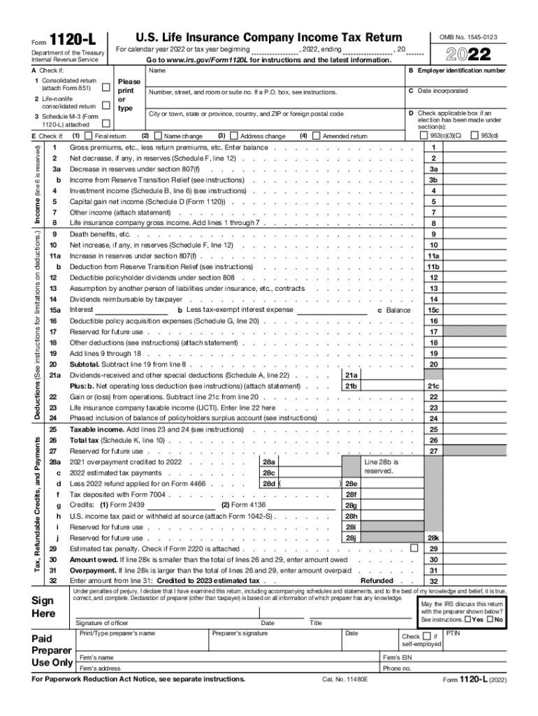  About Form 1120 L, U S Life Insurance Company IncomeAbout Form 1120, U S Corporation Income Tax ReturnAbout Form 1120 L, U S Lif 2022