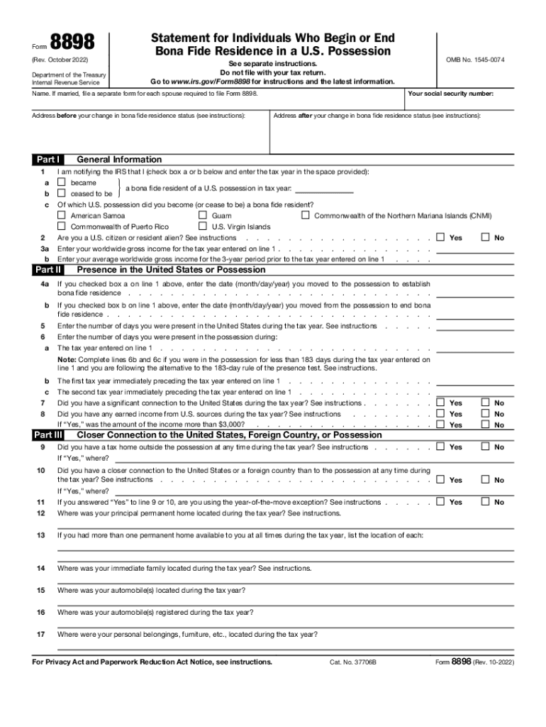  About Form 8898, Statement for Individuals Who Begin or End Bona Fide 2022-2024