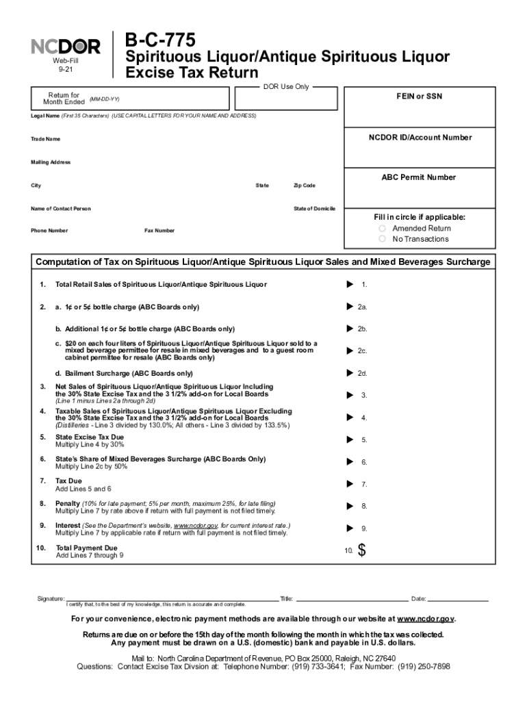 NC DoR B C 775 Form