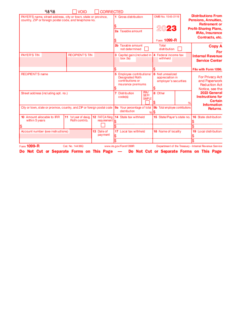 Form 1099 R Distributions from Pensions, Annuities, Retirement or Profit Sharing Plans, IRAs, Insurance Contracts, Etc