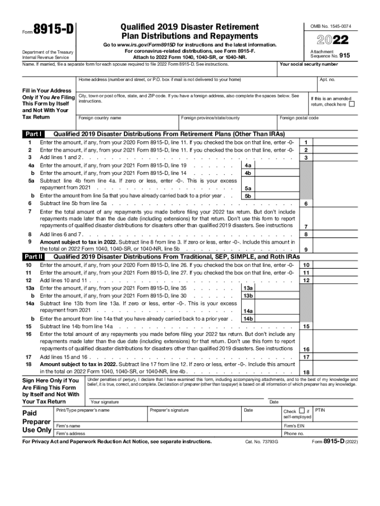  Form 8915 D 2022