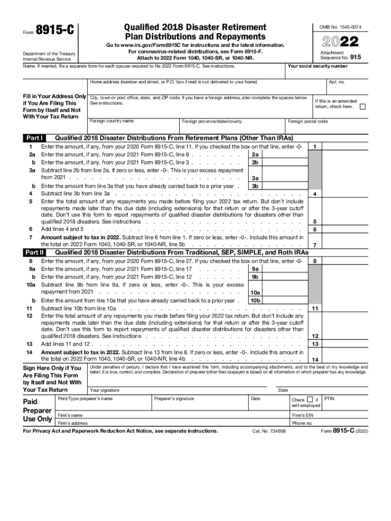  About Form 8915 F, Qualified Disaster Retirement Plan Distributions and 2022