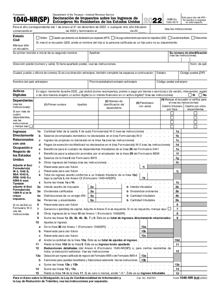  Department of the TreasuryInternal Revenue Service 1040 NRSP 2022