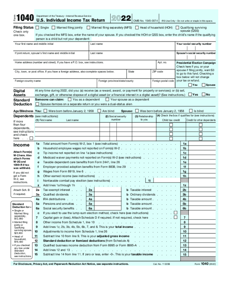  Form 1040 - U.S. Individual Tax Return 2022