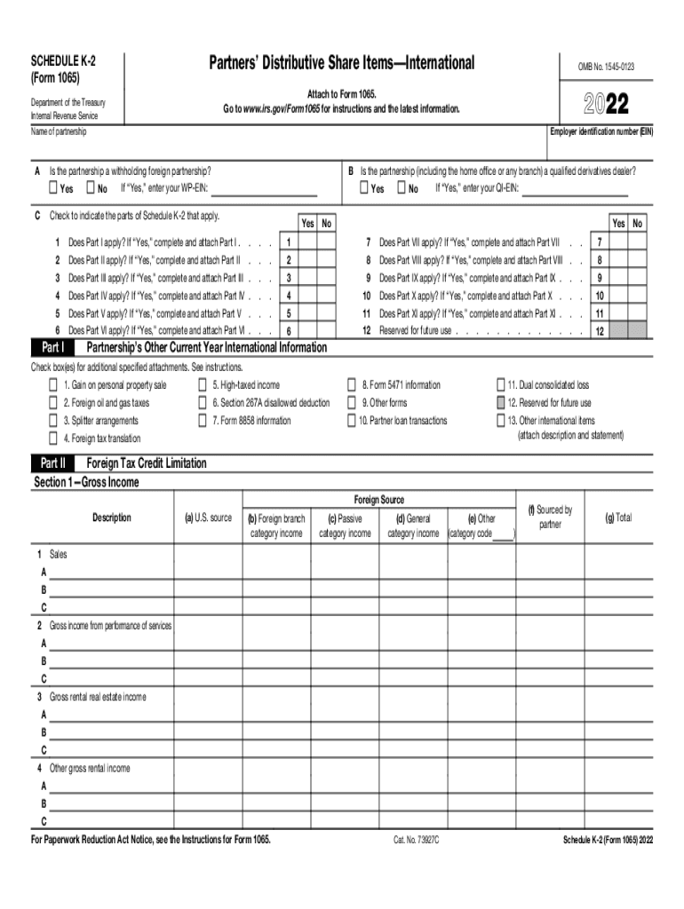  Partners Distributive Share ItemsInternational IRS Tax Forms 2022