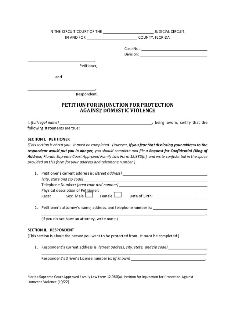 Fillable FORM 12 980a INSTRUCTIONS for FLORIDA SUPREME COURT