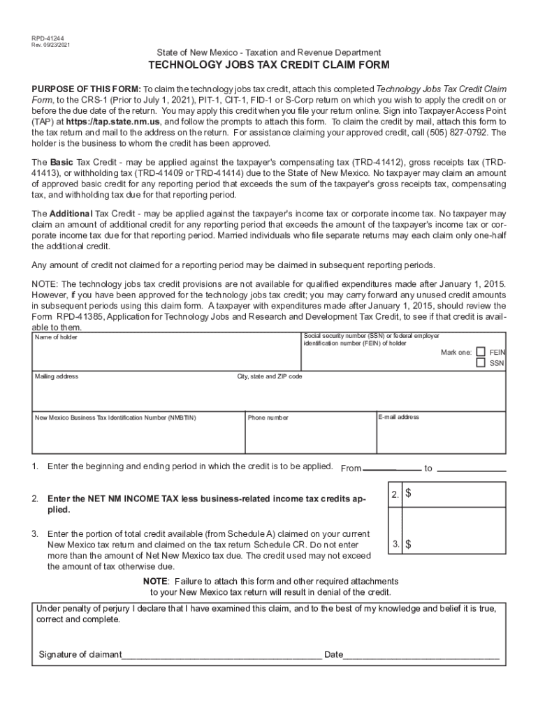  Realfile Tax Newmexico Govrpd 41290State of New Mexico Taxation and Revenue Department Rev 09 2021-2024