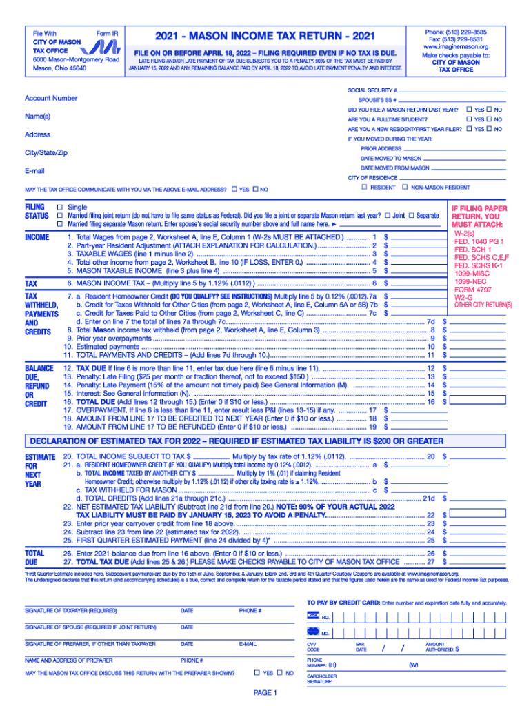  OH Form IR Mason 2022