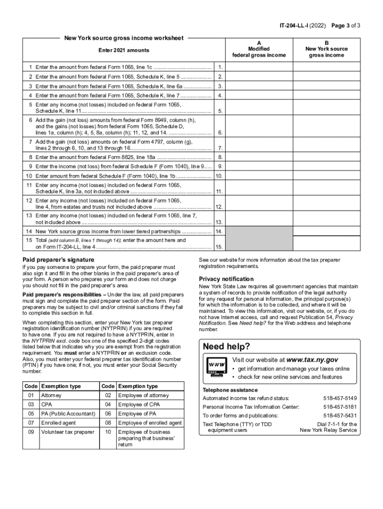  Form it 204 LL, Partnership, Limited Liability Company, and Limited 2022-2024