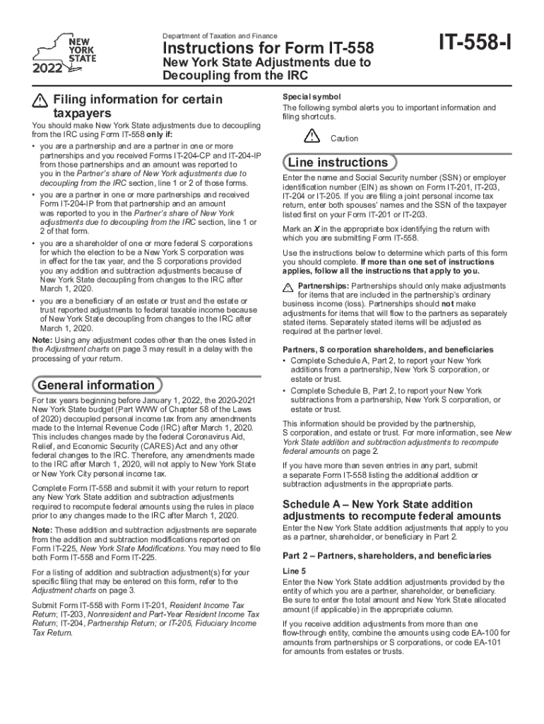  Enhanced Form it 558, New York Adjustments Due ToEnhanced Form it 558, New York Adjustments Due ToForm it 558, NY State Adj Due  2022-2024