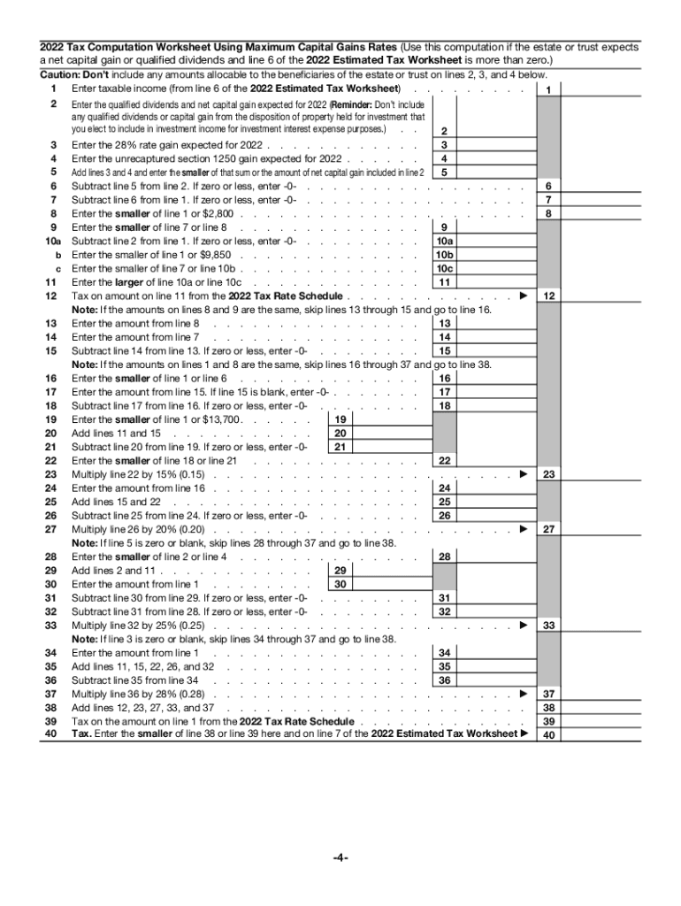  Form 1041 ES Estimated Income Tax for Estates and Trusts 2022