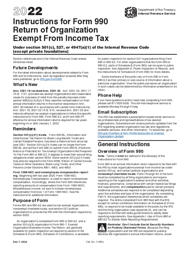  Instructions for Form 990 Return of Organization Exempt from Income Tax Instructions for Form 990 Return of Organization Exempt  2022-2024