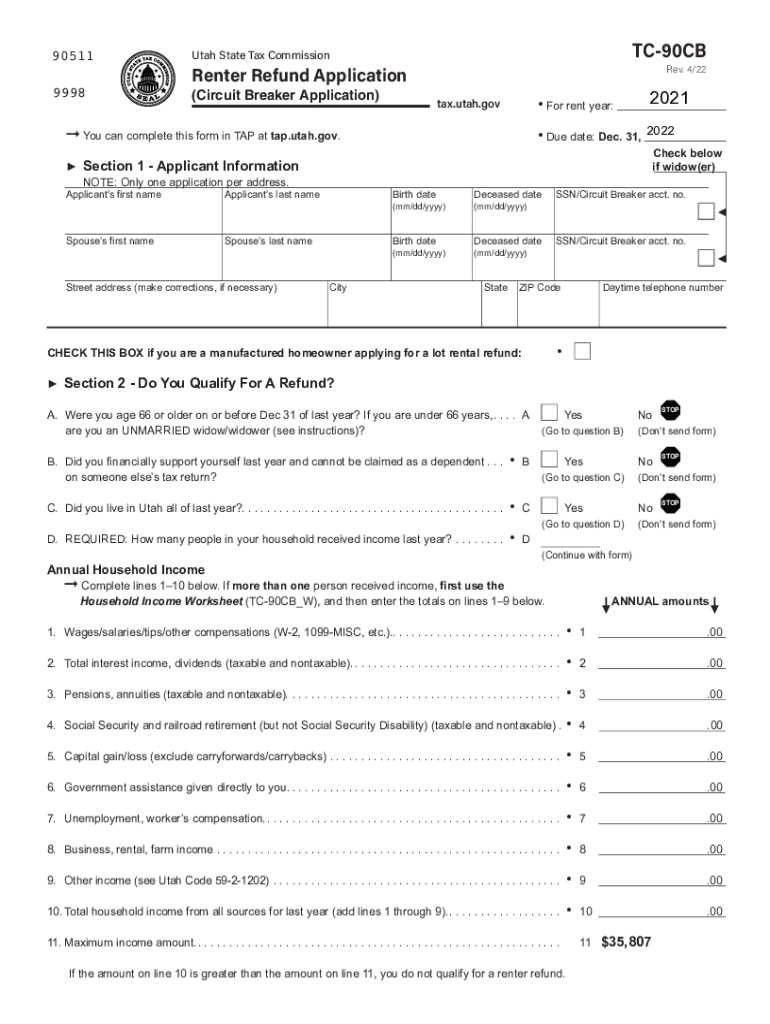 TC 90CB, Renter Refund Application Circuit Breaker Forms &amp;amp; Publications