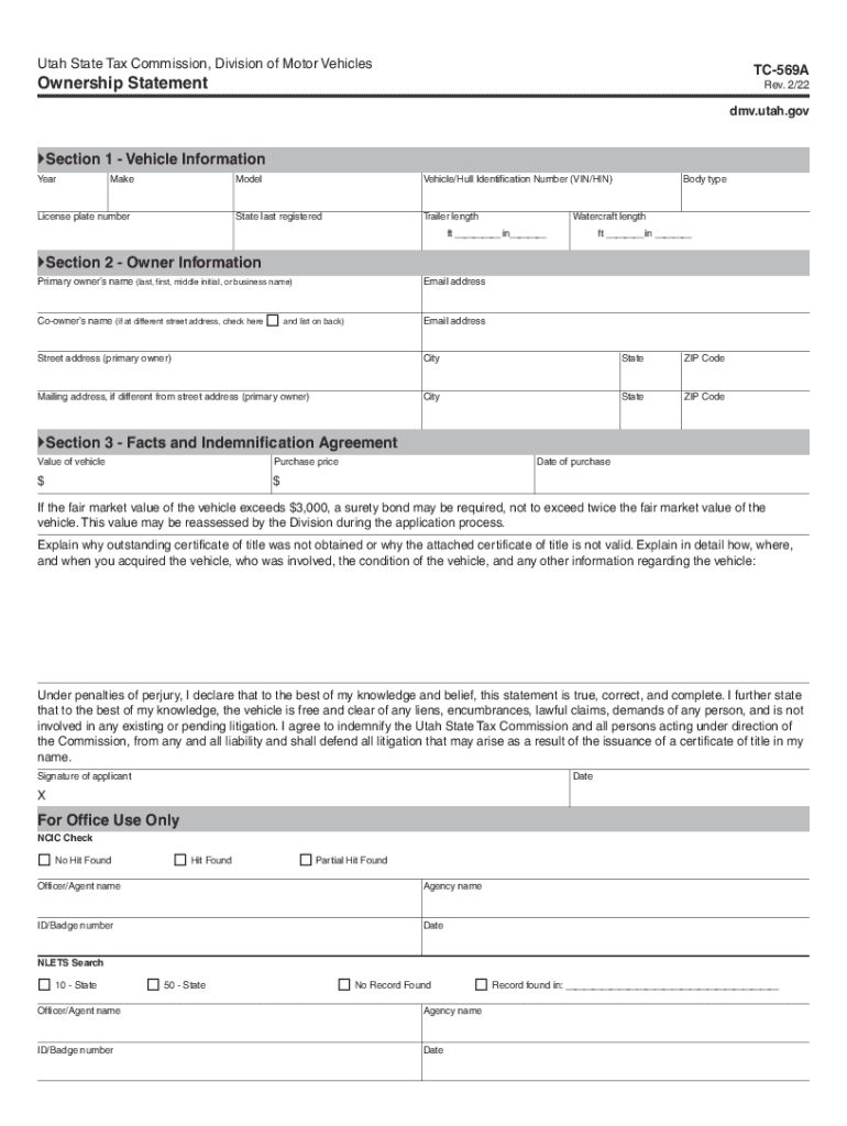  TC 569A Ownership Statement Forms &amp;amp; Publications 2022-2024