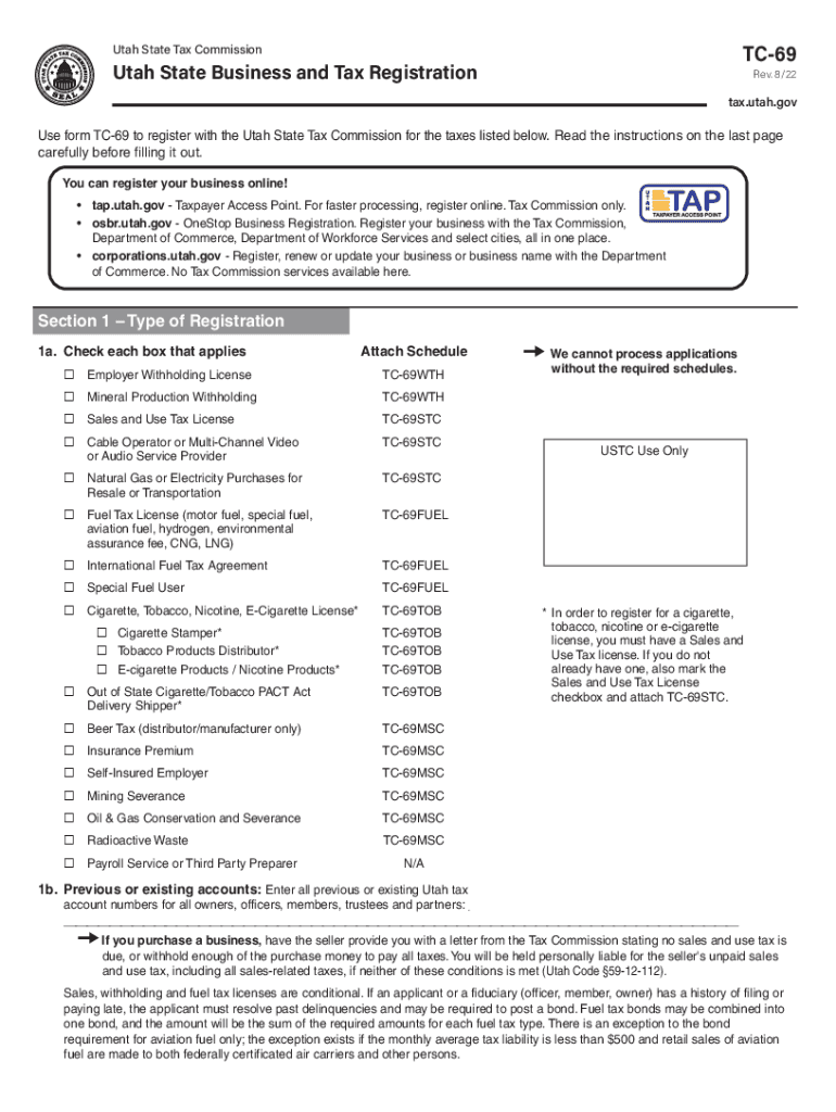  TC 69, Utah State Business and Tax Registration 2022-2024