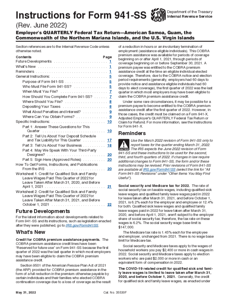  Instructions for Form 941 SS 06Internal Revenue Service 2022