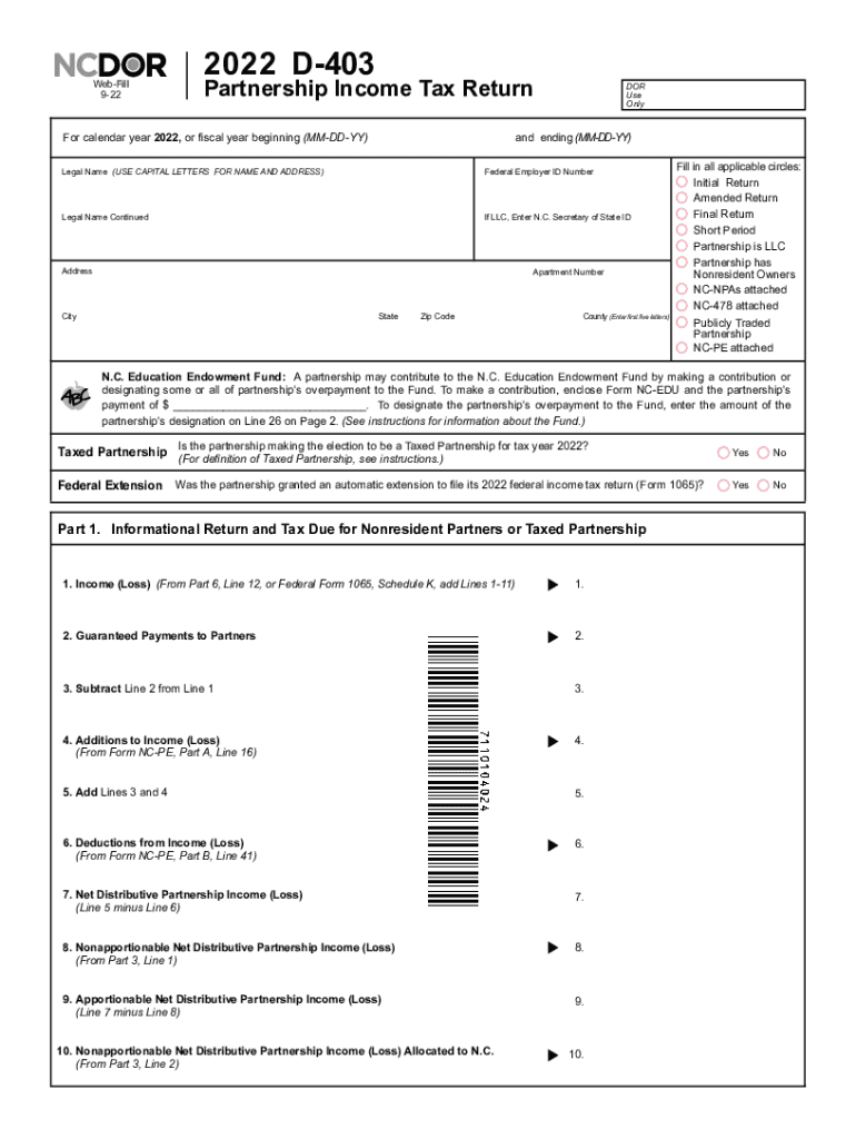  NC DoR D 403 Form 2022