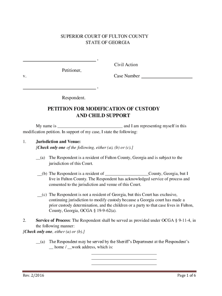 SUPERIOR COURT of FULTON COUNTY STATE of GEORGIA,  Form