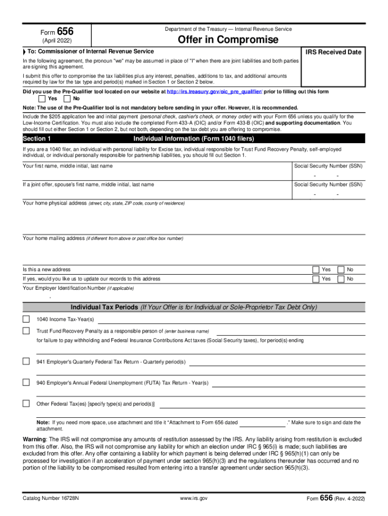  Form 656 Rev 4 Offer in Compromise 2022