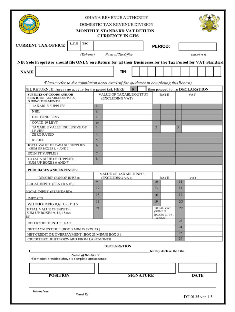  Ghana VAT Return Form 2021-2026