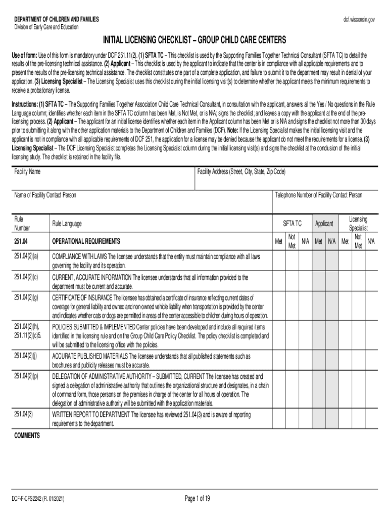  Child Care Licensing Forms &amp;amp; Publications Wisconsin 2021-2024