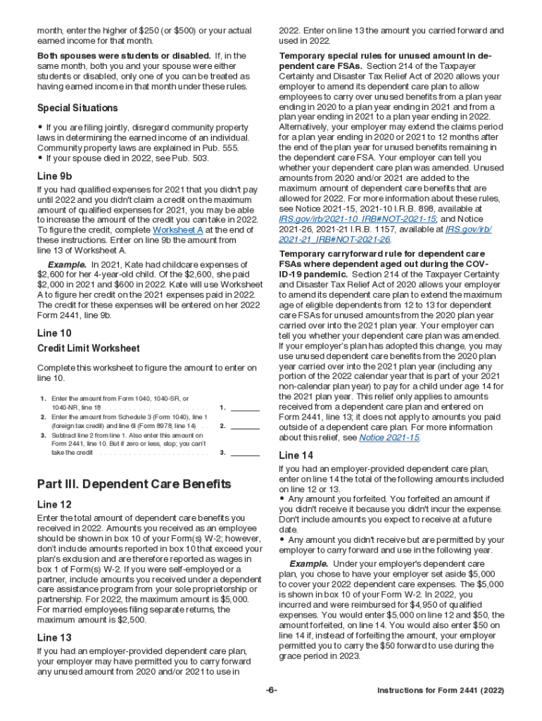  About Form 2441, Child and Dependent Care ExpensesAbout Form 2441, Child and Dependent Care ExpensesInstructions for Form 2441 I 2022-2024