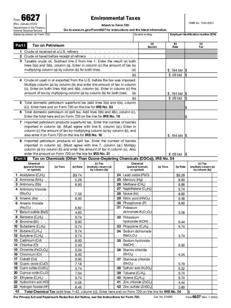  About Form 6627, Environmental Taxes IRS 2023