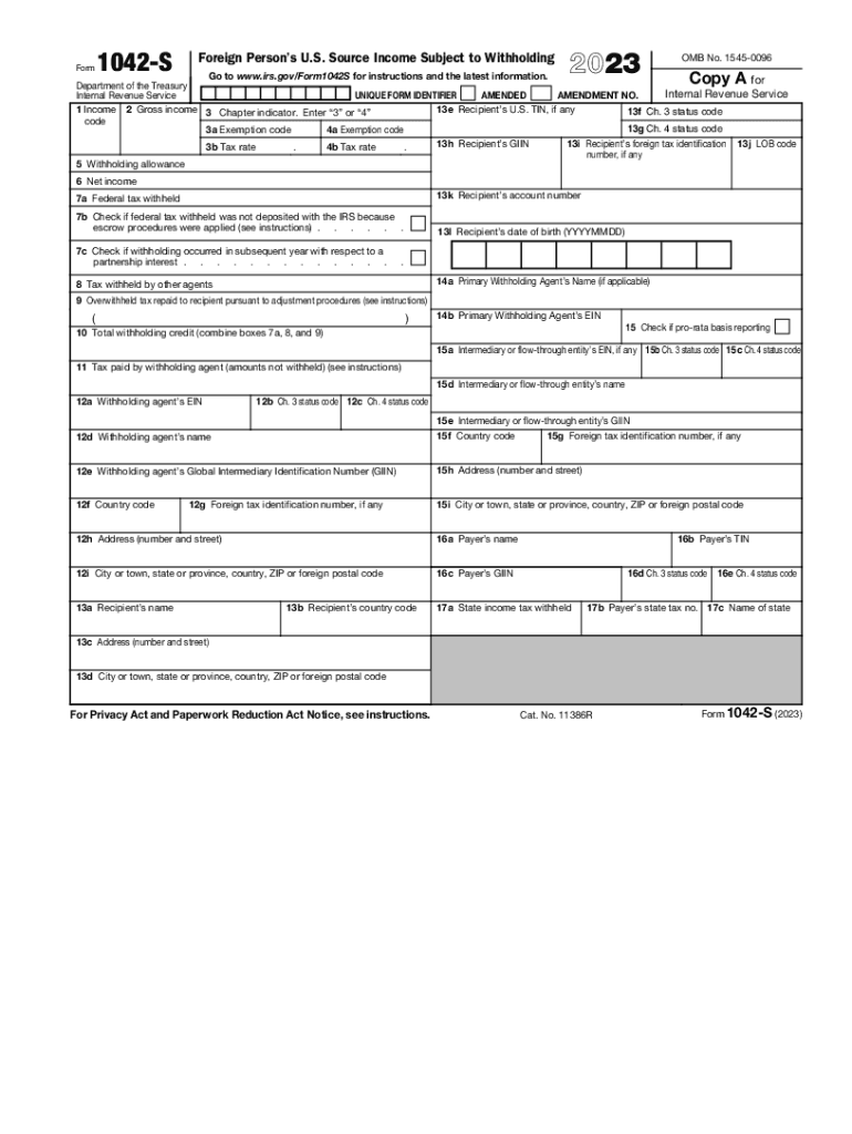  About Form 1042, Annual Withholding Tax Return for U S Source Income 2023