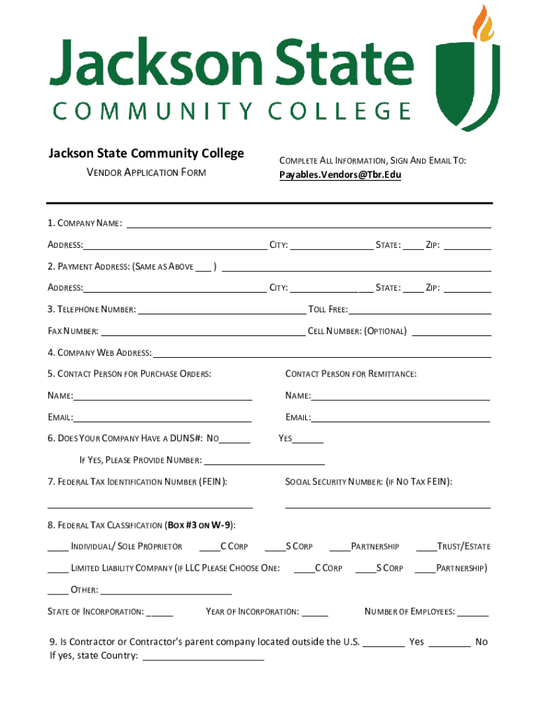 Vendor Application Form Jackson State Community College While