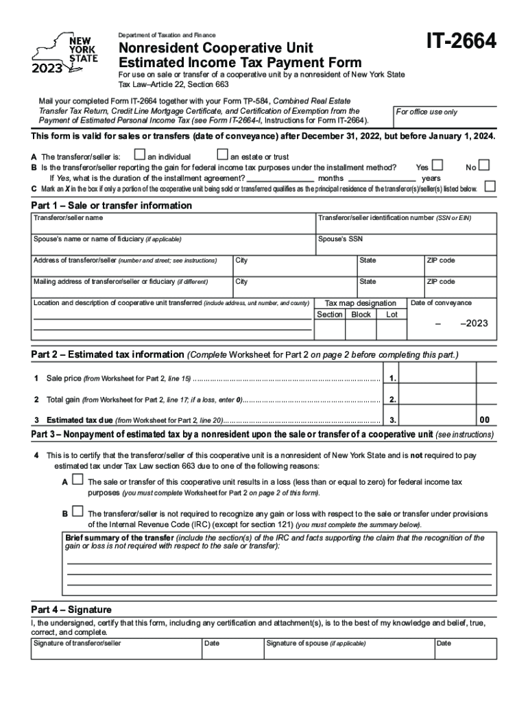  NY DTF it 2664 Fill Out Tax Template Online US Legal Forms 2022