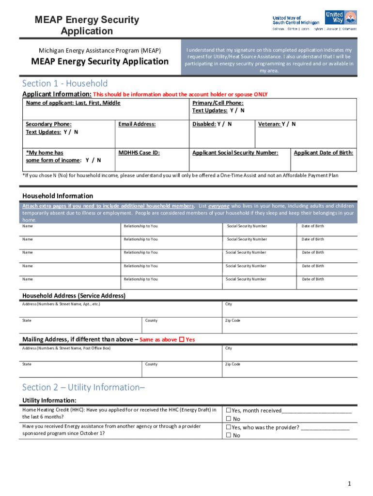 Michigan Energy Assistance Program State of Michigan  Form