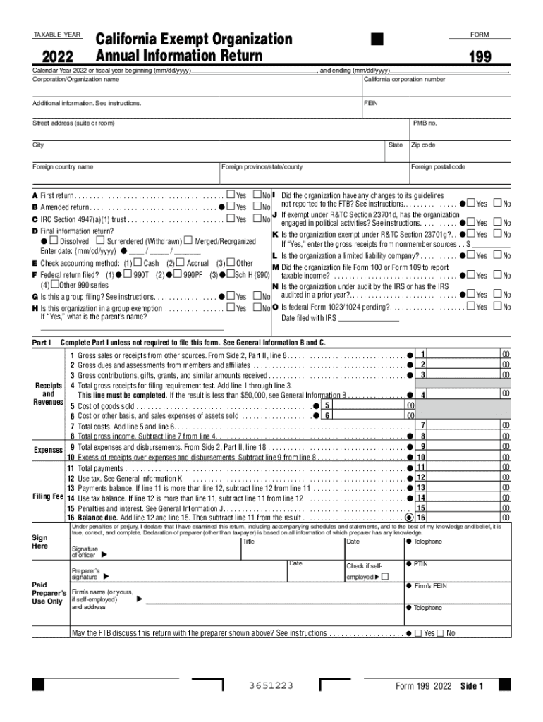 Form 199 Exempt Organization Annual Information Return Form 199 Exempt Organization Annual Information Return