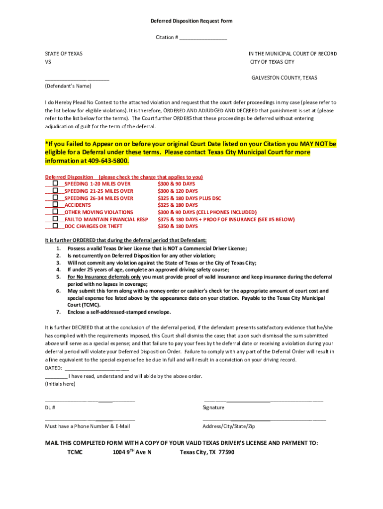 Requesting Deferred Disposition HoustonRequesting Deferred Disposition HoustonRequesting Deferred Disposition HoustonRequesting   Form